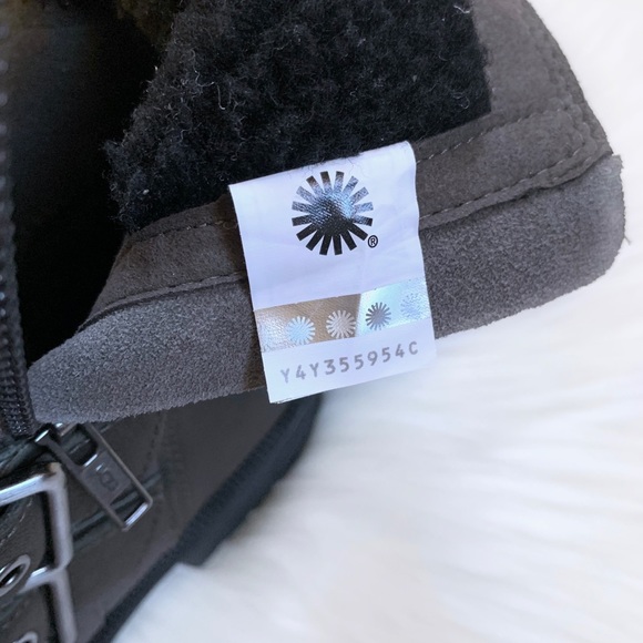 UGG Wilde Slate Waterproof Leather Moto Boots - Picture 7 of 8